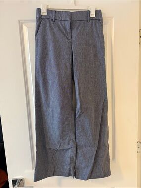 LOFT Heather Gray Wide-Leg Trousers